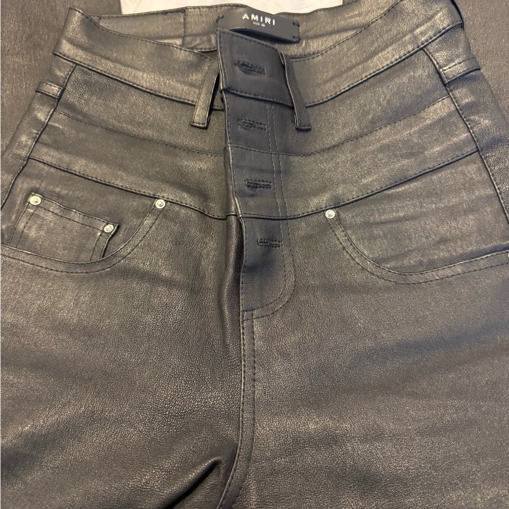 AMIRI Charcoal Leather Trousers